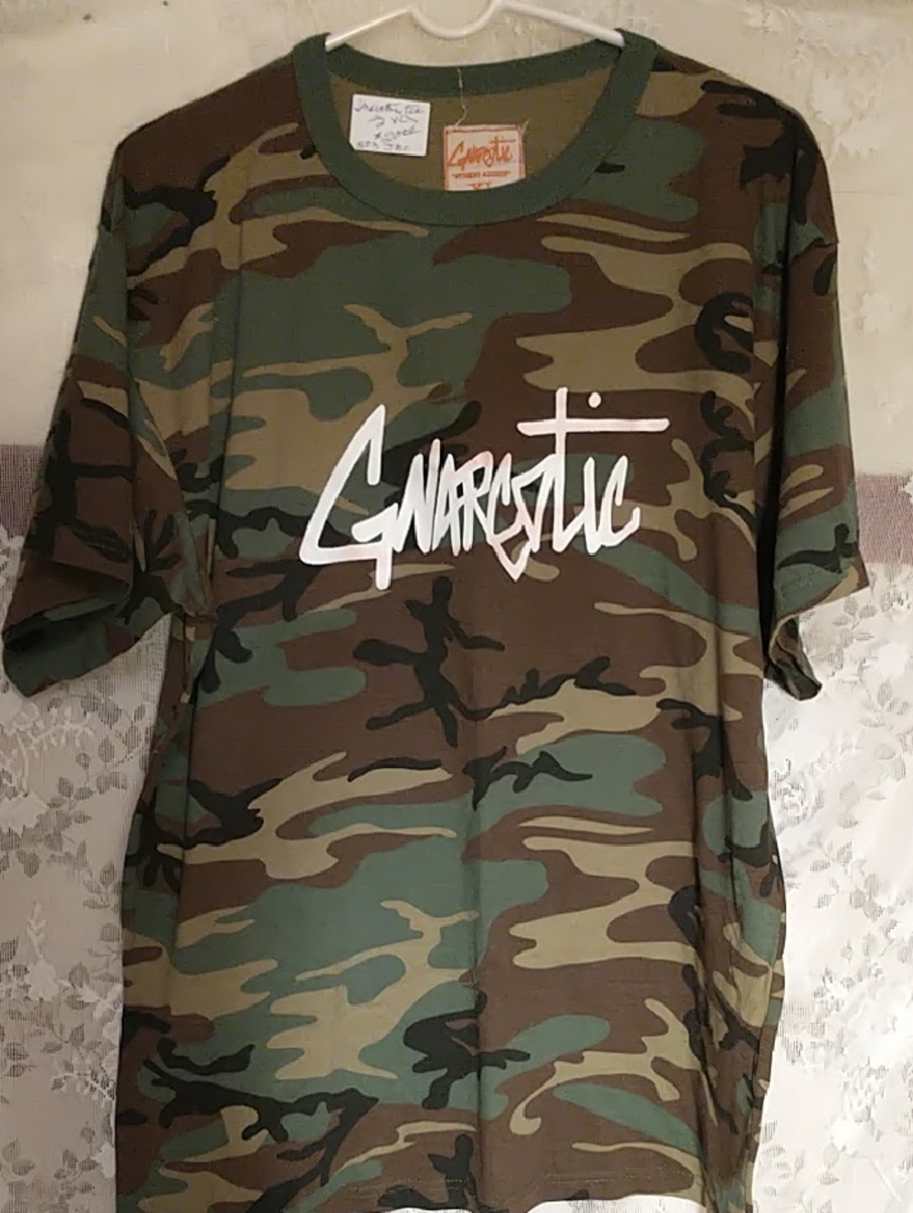 Gnarotic Camo Graphic Tee in Olive/Brown Short Sleeve Sz XL